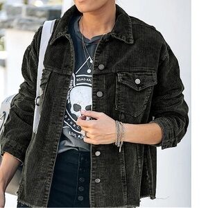 AMI Brown Denim Corduroy‎ Jean Jacket Size XL